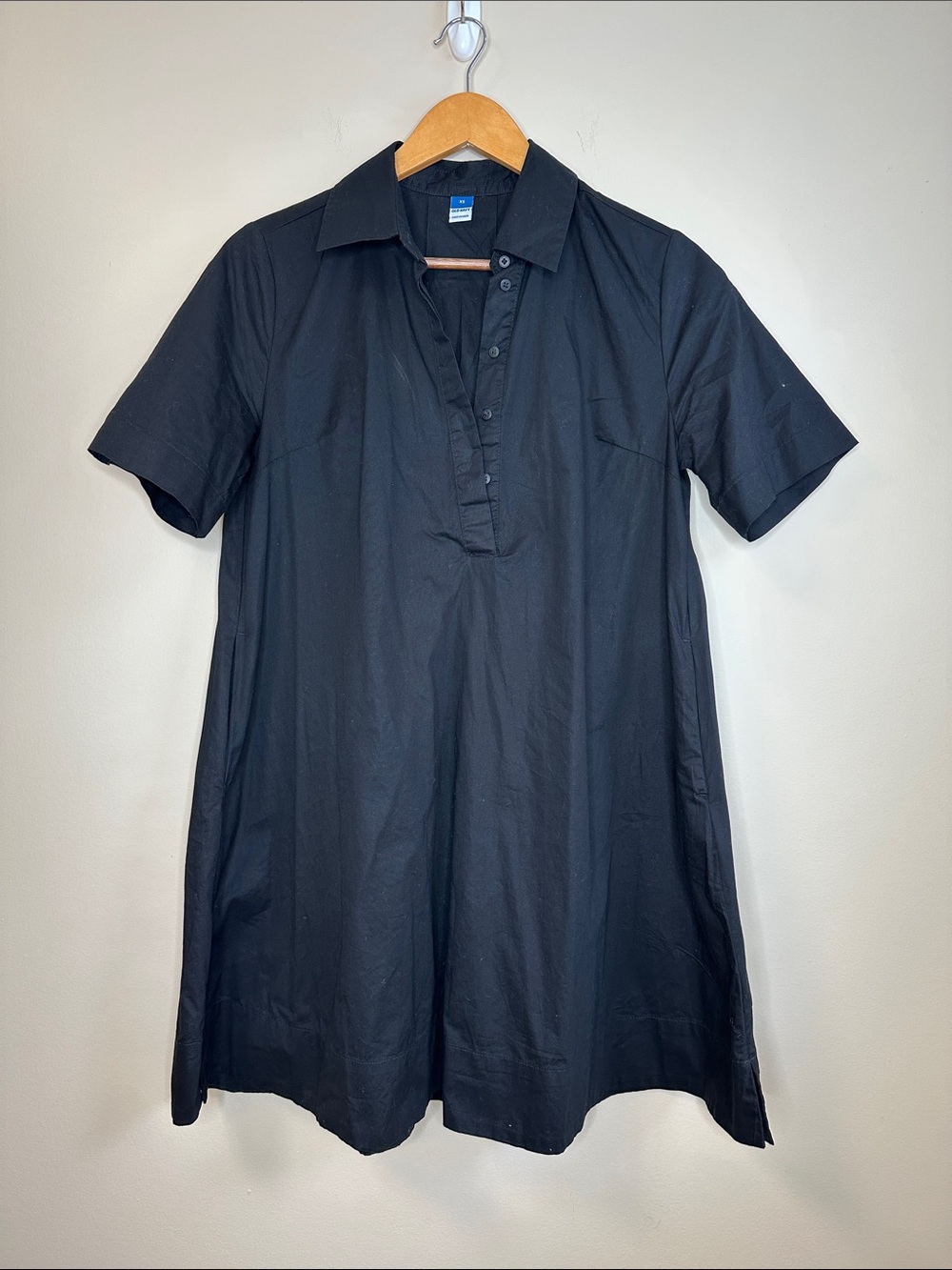 Old Navy Black Short-Sleeve Shirt Dress Size XS